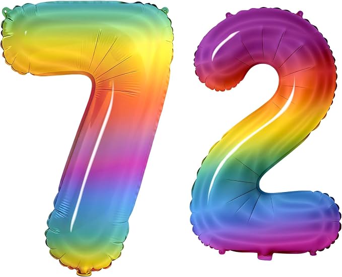 Number 72 Balloons for 72nd Birthday Party Decorations, 0-100 Large No.72 by Joycard