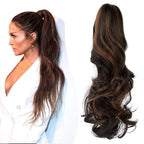 Claw Clip Ponytail Extension 18" Clip in Wavy Ponytail Hair extensions Long Pony Tails for Women Extensions Dark Brown Mix Light Auburn Wave Hairpiece