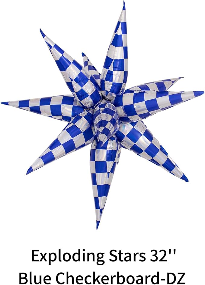 Blue Gingham Balloons Check Balloons Gingham Birthday Party Decorations - Image 5