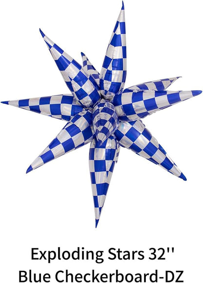 Blue Gingham Balloons Check Balloons Gingham Birthday Party Decorations - Image 5