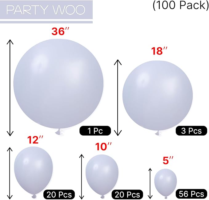 PartyWoo Dusty Blue Balloons 100pcs Slate Blue Boho Neutral Color | 36 18 12 10 - Image 6