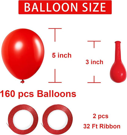 Red Balloons Red Birthday Decorations 160 Pack 5 inch Round Latex Balloons - Image 2
