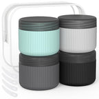 ME.FAN Travel Containers for Toiletries, TSA Approved 2 oz Silicone Cream Jars, Leak-proof Journey Containers, Trip Accessories with Lid for Cosmetic Face Hand Body Cream 4 Pack Black Lid Grey