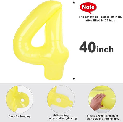 4 Balloon Number 40 Inch Yellow Balloons - Image 5