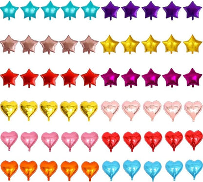 50pcs 5" Heart & Star Foil Balloons by USINNOEM