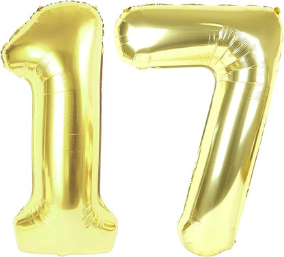 17 Balloon - Champagne Gold Birthday Number Balloons, 40 Inch Decorations | by ALPHADELTAPI