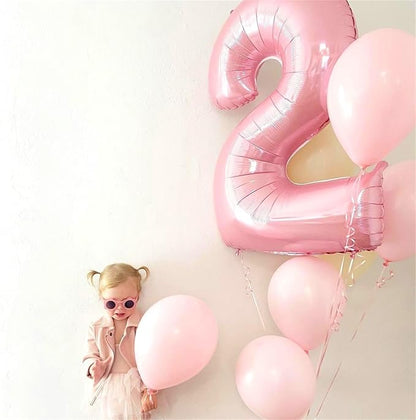 40 Inch Balloon Number 2 Pastel Pink, Large Foil Light Pink Number Balloons Set - Image 4