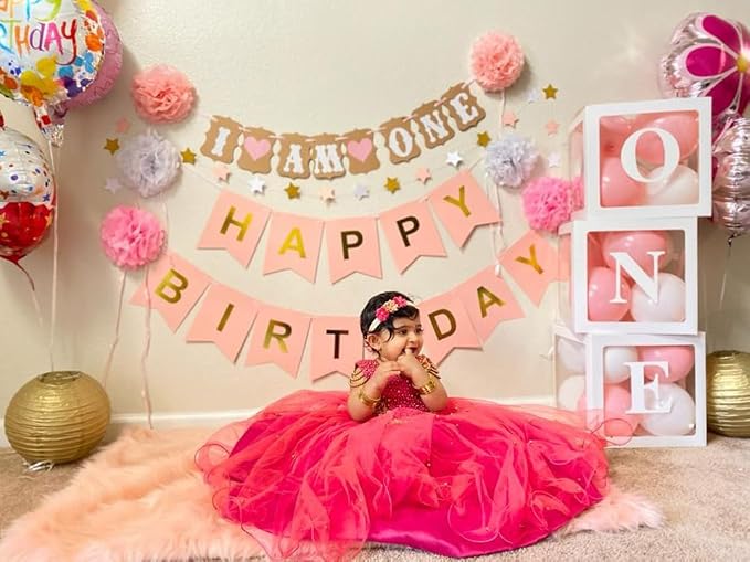 First Birthday Decoration for Baby Boy or Girl, Balloon 'ONE' Boxes for 1st - Image 5