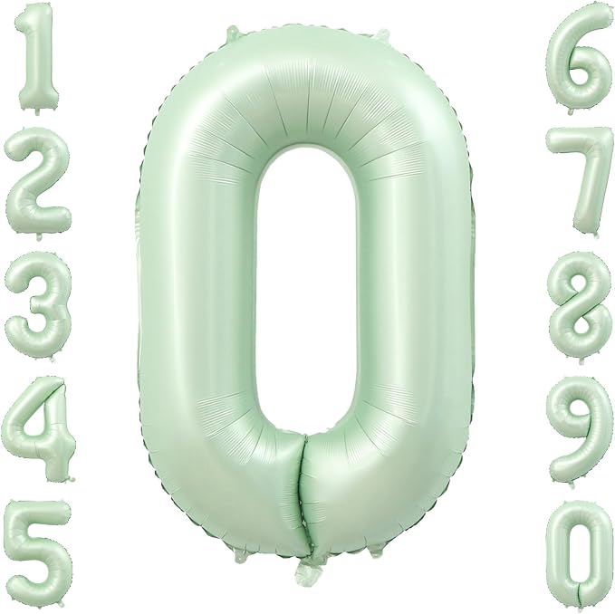 Olive Green Number 0 Balloon 40 Inch, Backdrop by Unknown