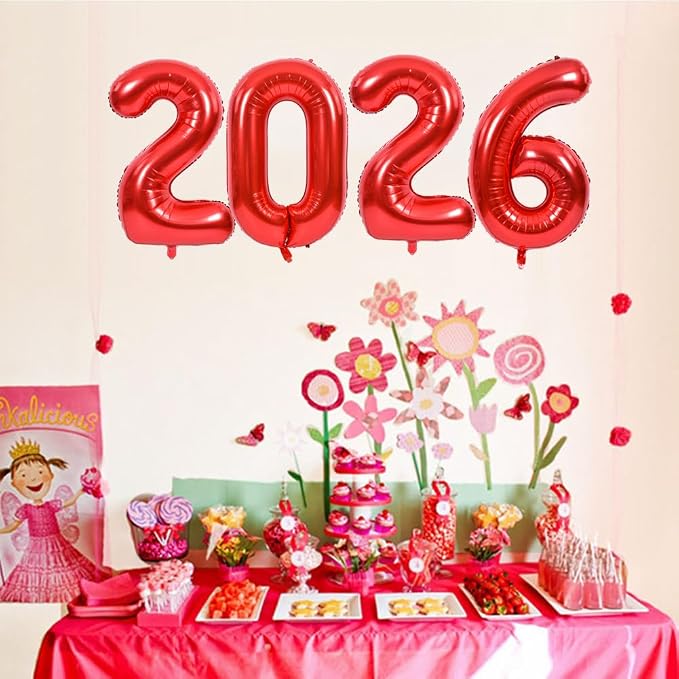 TONIFUL 2026 Graduation Balloons 42Inch Red 2026 Number Balloons Aluminum Foil - Image 4