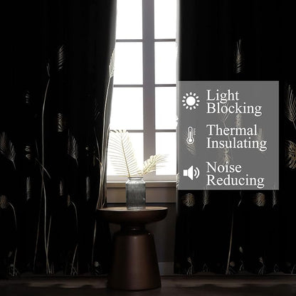 Grommet Window Black Blackout Drapes Energy Saving Light Blocking Blacout - Image 6