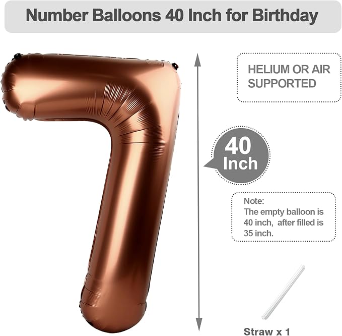 Number 6 Balloons 40 Inch Coffee Brown Balloon - Image 5
