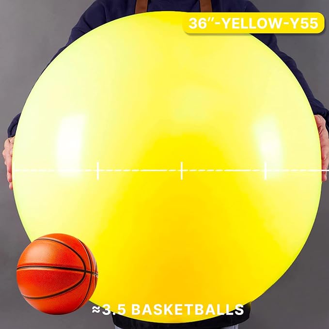 PartyWoo Yellow Balloons 4pcs Yellow Latex Helium Balloons 36 Inch | Birthday - Image 3