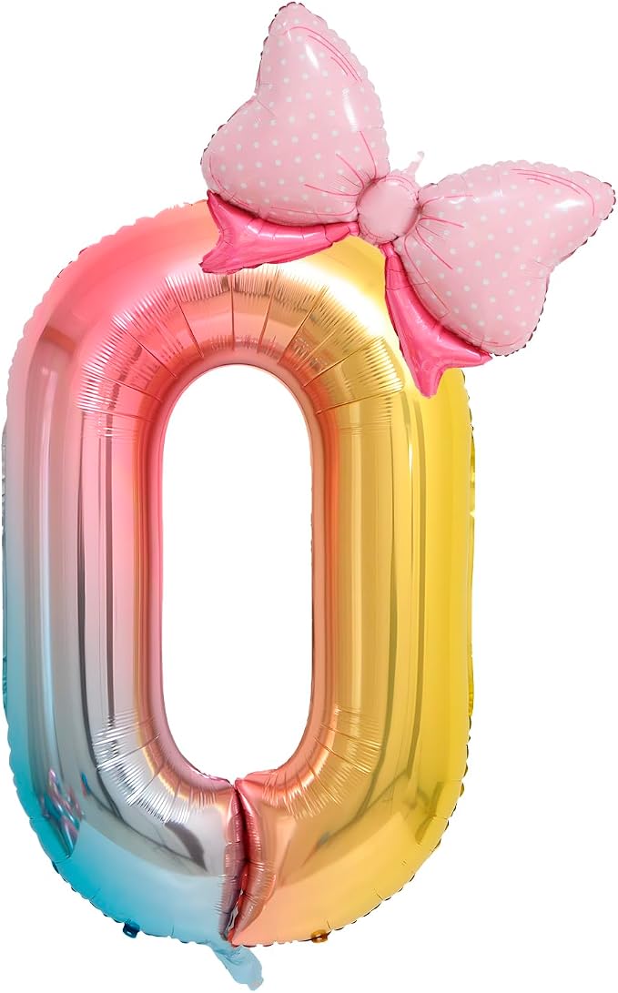 40-Inch Number 0 Gradient Giant Number Balloons And Mini Bow Balloons Foil by Unknown