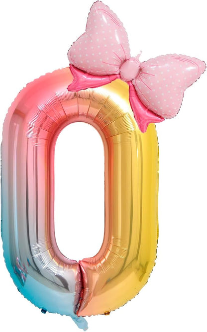 40-Inch Number 0 Gradient Giant Number Balloons And Mini Bow Balloons Foil by Unknown