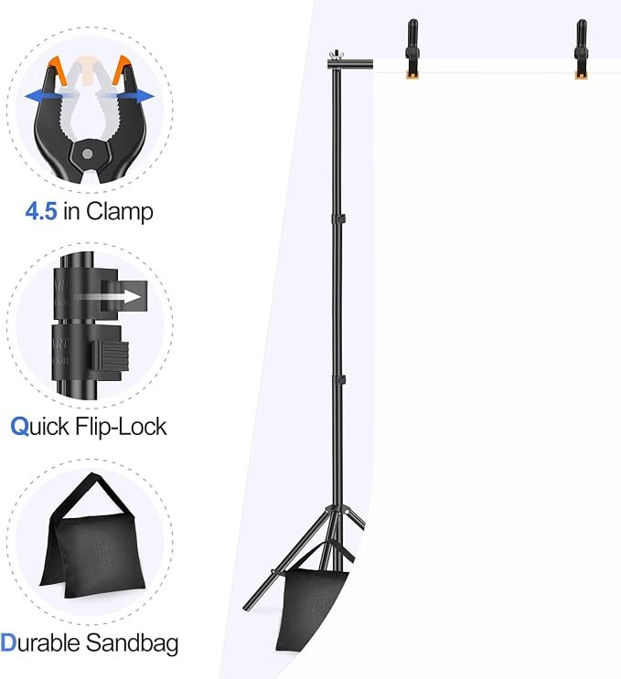 EMART Backdrop Stand 10x7ft Photo Studio Adjustable Background Stand Support kit - Image 5