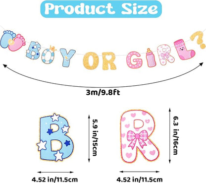 Boy or Girl Banner Baby Gender Reveal Decorations, Pre-Strung Cute Boy or Girl - Image 2