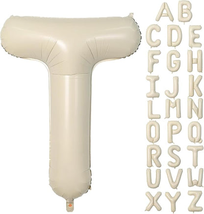Cream T Letter Balloons, 40 Inch Letter T Balloon Beige, Helium Custom Letter by Dagelar