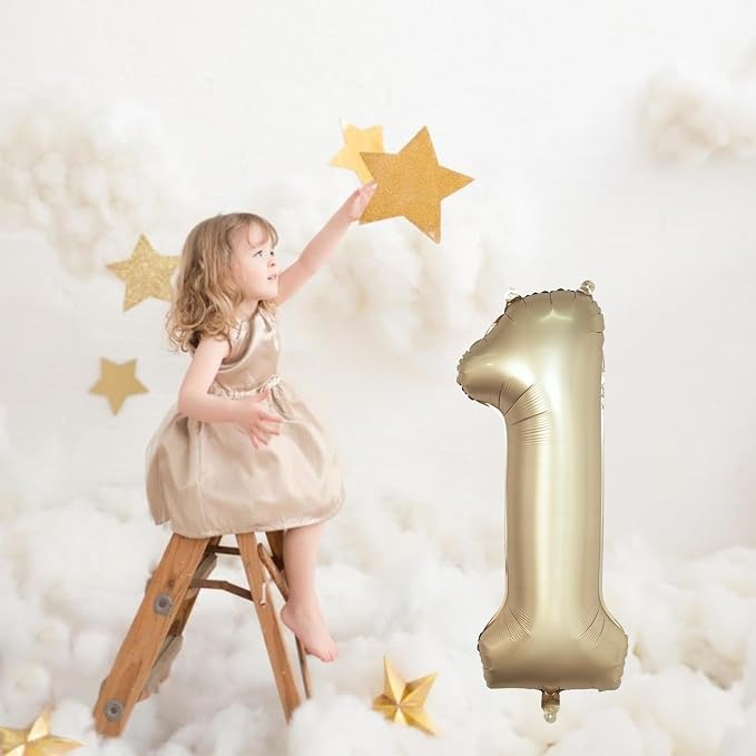 40 Inch Gold Number 1 Balloon for 1st Birthday Decoration, Metallic Light Gold - Image 4