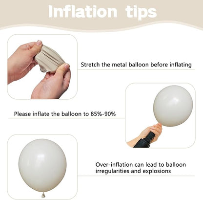 134Pcs Sand White Balloons Different Sizes 5 10 12 18 Inch sand white Latex - Image 3
