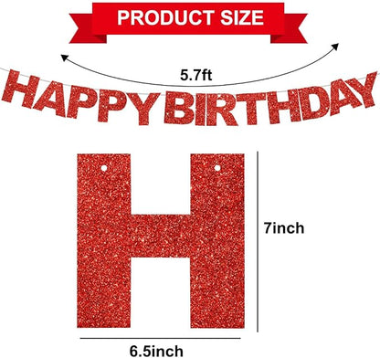 BEISHIDA Pre-Strung Glitter Red Happy Birthday Banner Party Sign Decoration | - Image 2