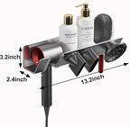 Hair Dryer Holder for Dyson Supersonic - Wall Mounted, Strong Magnetic Bracket Organizer for Attachments, Space-Saving Blow Hair Dryer Storage Shelf, Sturdy Bathroom Hair Care Tool Rack