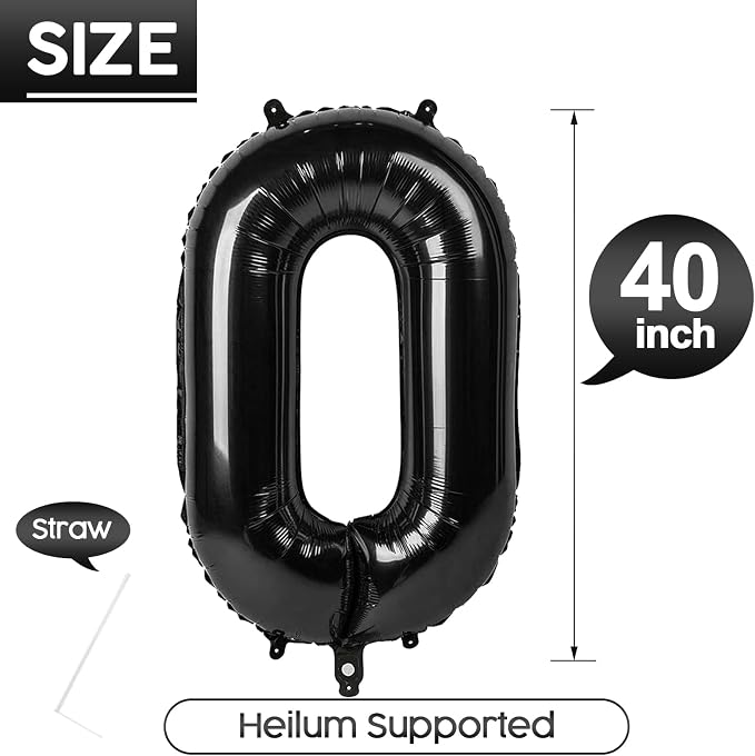 0 Balloon - Black Birthday Number Balloons, 40 Inch Decorations Men Women | - Image 5