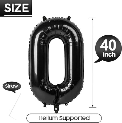 0 Balloon - Black Birthday Number Balloons, 40 Inch Decorations Men Women | - Image 5