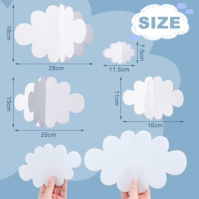 8 Pcs 3D Cloud Decoration Hanging - Image 3