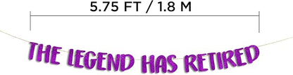 Pre-Strung The Legend Has Retired Purple Glitter Banner - Image 5