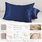 PROMEED 23 Momme Silk Pillowcase 2 Pack Toddler/Travel Size with Free Laundry Bag, Highest Grade 6A+ 100% Mulberry Silk Pillow Case Set of 2, Zipper (Toddler/Travel 13"x18", Navy)