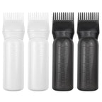 ELANE 4 Pack Root Comb Applicator Bottle,Oil Comb Applicator for Hair Dye Shampoos Hair Salons (2 Black + 2 White)
