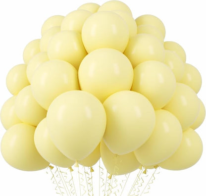 Voircoloria 110pcs Pastel Yellow Light Yellow Latex Party Balloons, 12inch | by Voircoloria