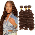 30 32 34 Inch Color 4 Bundles Human Hair Chocolate Brown Deep Wave Bundles Niegmeag Peruvian Virgin Soft And Sikly Remy Hair Extensions Brown Color