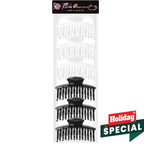 RC ROCHE 6 Pcs Double Claw Hair Clip Tooth Claw Clip Grip Tooth Jaw Clamps Thin Fine Hair Strong Hold No Slip Undo Clutchers for Women, Medium Black & White
