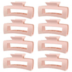 TOCESS Hair Claw Clips for Women - 8PK Large Neutral Matte Square Jumbo Hair Clips for Thick, Thin, Long, Short, Curly Hair Girls, Big Jaw Clip Set for Daily Use (Rosewater Pink)