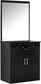 BarberPub Backwash Shampoo Bowl Sink Chair Station with Mirror Salon Styling Cabinet Spa Equipment 3130 (Black)