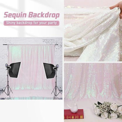 Eternal Beauty White Iridescent 3mm Sequin Backdrop 2x8 Ft 2 Pack Wedding | - Image 8
