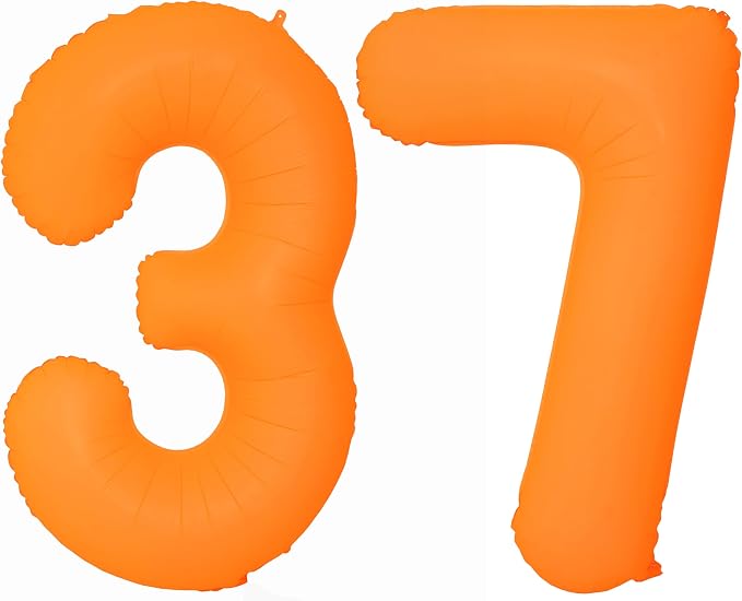 Orange Birthday Number 37 Balloon 40IN Fluorescent Orange 73 Balloon | by YOIOZAIZAI