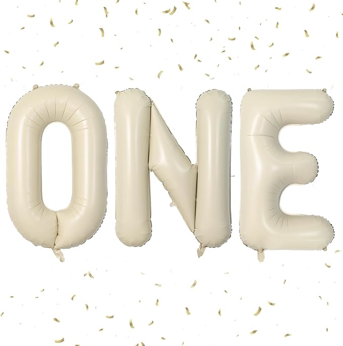 Biapian 40 Inch One Letter Balloons, Big Cream ONE Foil Balloons by BIAPIAN