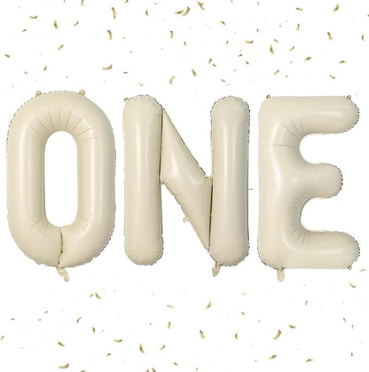 Biapian 40 Inch One Letter Balloons, Big Cream ONE Foil Balloons by BIAPIAN
