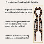 French Hair Pins, an Elegant 3Pc Set Of Women Prestige Hair Pin, Featuring Cat-Shaped Hairpins With a Curved Shape That Conforms to the Head and is Suitable for Thick Hair