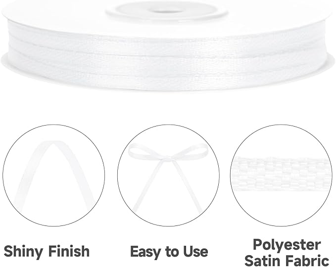 KINGLAKE White Satin Ribbon - Image 3