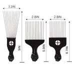COOKOO 6 Pack Mixed Metal Afro Hair Pick Hair Comb for Women and Men for Thick Natural Curly Hair Detangle Wig Anti Static Styling Comb Pick