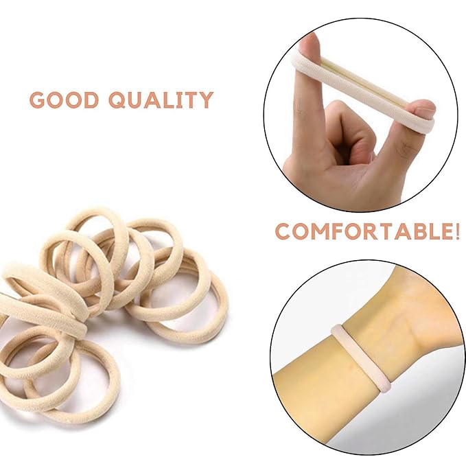 60 Pcs 2 Inch Blonde No Damage Hair Ties for Women Thick Hair, Large Soft Seamless Nylon Fabric Elastic Ponytail Holders Bands for Women