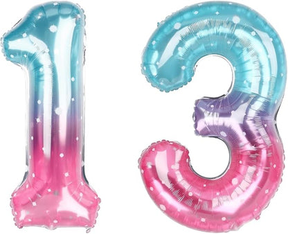 40 Inch Blue Pink Number 13 Balloon, Official Teen Foil Birthday Decor | 40in by Unknown