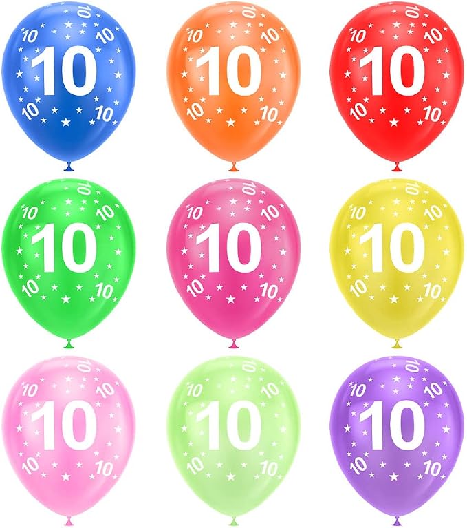Ainiv 10th Birthday Balloons 18PCS, 12inch Numbers Printed Latex Balloons | - Image 8