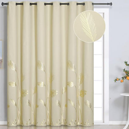Beige Room Darkening Curtain for Sliding Door 80W x 84L Inch Long Extra Wide by ESTELARTEXTILER