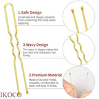 U Shaped Hair Pins, IKOCO 2.4inch Bun Hair Pins for Women with Storage Box, Gold