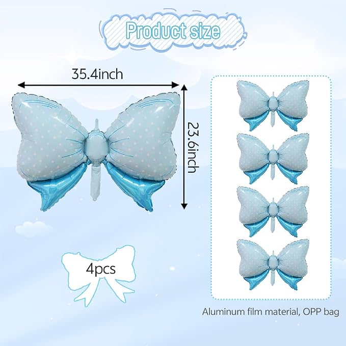 4pcs Jumbo Oversized Ribbon Balloons Coquette Bow Balloons Bow Party Coquette - Image 3